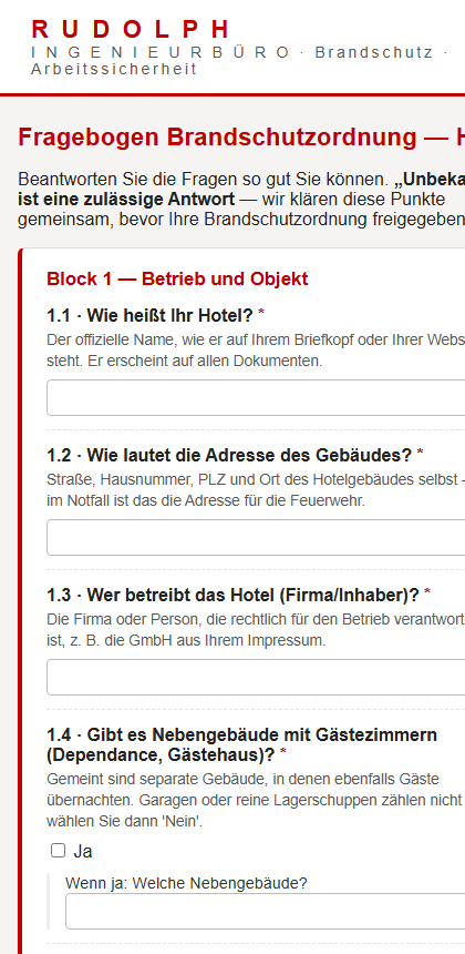 Digitaler Fragenkatalog Brandschutzordnung auf dem Smartphone